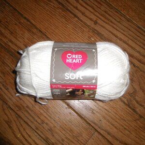 1 Skein Red Heart Soft Yarn - Color White - 256 yds.
